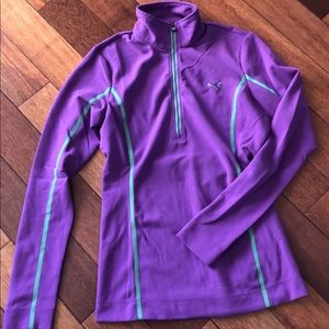 Small purple 1/4 zip puma golf shirt